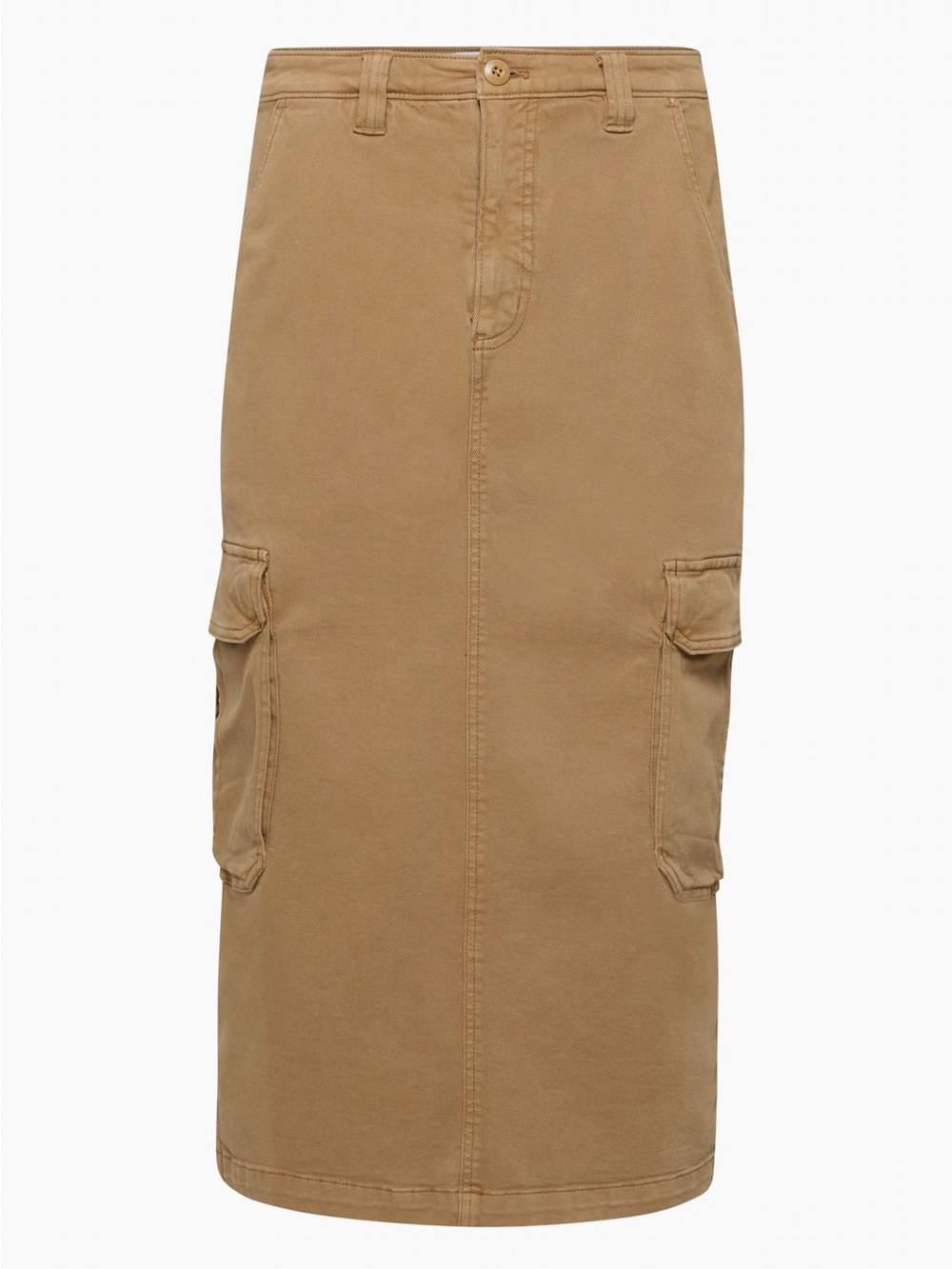 TNA Tan Cargo Midi Skirt with Utility Pockets